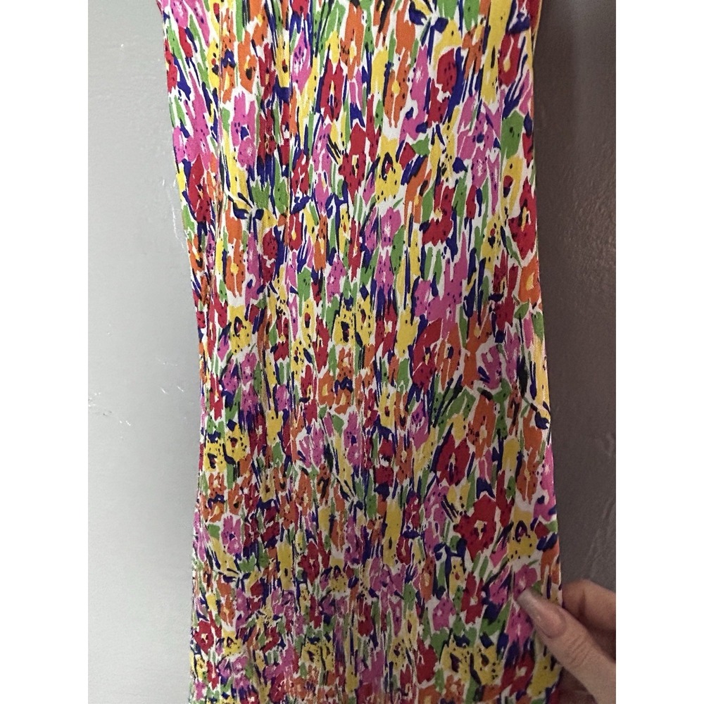 RIXO/target Women's Bright Floral Long Dress V- Neck Puff Sleeves Size 4 Spring